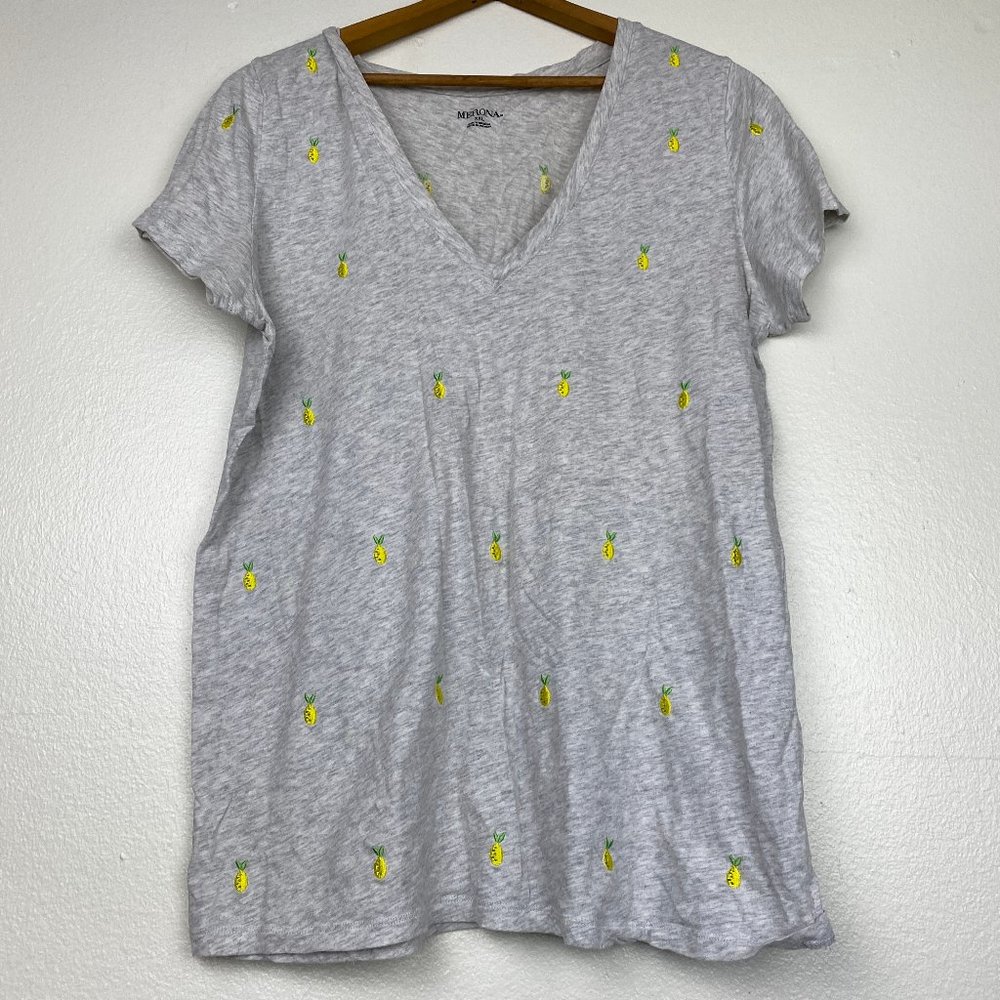 Merona Lemon Print V Neck Tee